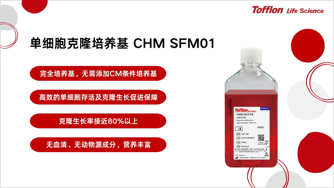 【新品速递】Tobitec单细胞克隆完全培养基CHM SFM01，助力极简细胞系高效构建